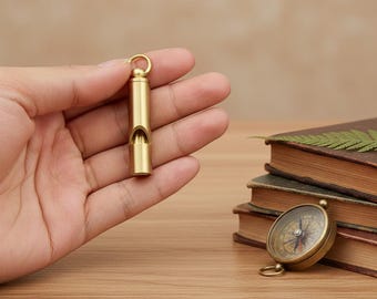 Solid Brass Emergency Whistle, Heavy Duty Keychain