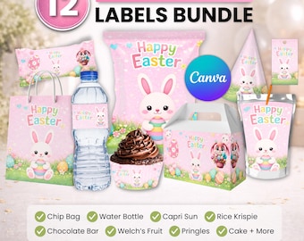 Etiquetas para fiesta de Pascua 12 en 1, regalo de cumpleaños, recuerdo de cumpleaños, envoltorio para bolsas de papas fritas