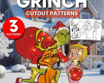 Recortes navideños de El Grinch con sus amigos / Whoville / Decoraciones del Dr. Seuss / Letreros para jardín / Patrón de descarga instantánea