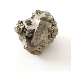 Pyrite Cube Cluster 7 ounces, 2 inches, Loaded with Cubes from Tiny to 1 inch, 200g Desk Decor Paperweight