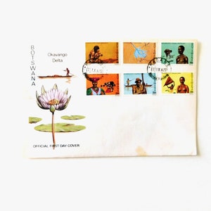 Botswana 1978 First Day Cover Okavango Delta with 6 Stamps of Life in the Delta and a Map FDC