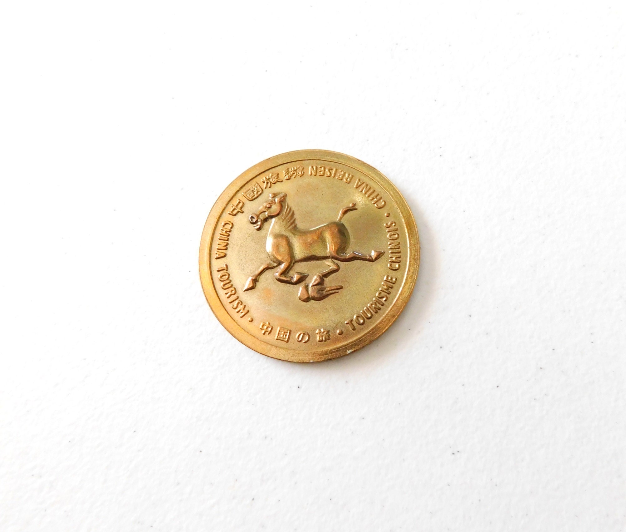 1986 Air China Vintage China Tourism Medal, Original Silk