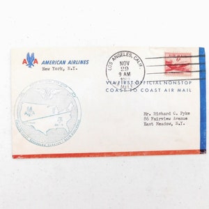 American Airlines First Nonstop Coast to Coast Air Mail 1953 First Day Cover 6 cent Air Mail