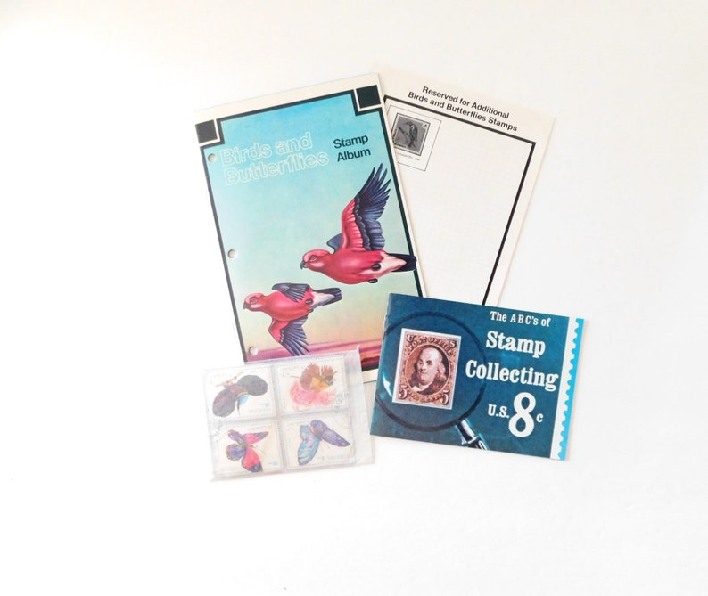 1970s USPS Stamp Collecting Kit Birds and Butterflies Starter Etsy