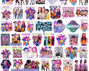 220+ Huntrix Kpop Demon Hunters SVG PNG Bundle, Kpop Idol Group Shirt Design, Saja Boys Girl Bands Clipart, Girl Dinner PNG,Digital Download