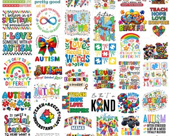 85+ Autism Awareness PNG Mega Bundle, Everyone Communicates Differently,Autism Mom,Puzzle Ribbon, Autism Shirt Design,Coquette,Sublimation