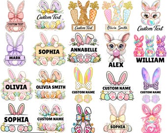 Personalized Kid Name Easter Bunny Png Bundle, Custom Boy Girl Easter Bunny PNG,Easter Shirt Png, Kids Easter Name Shirt Sublimation Designs
