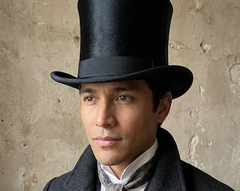 Cappello a cilindro in seta nera per uomo e donna, classico cappello a cilindro vittoriano formale, cappello per costume da matrimonio steampunk, cappello a cilindro in stile vintage, cappello per il Kentucky Derby