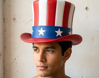 USA Flagge Zylinder Hut, 4. Juli Uncle Sam Hut für Unabhängigkeitstag, Partyhut mit Amerikanischer Flagge, Vaterländischem Kostüm, Gedenktag Outfit