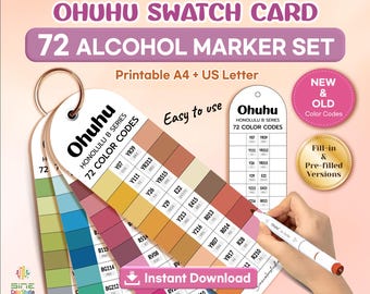 Ohuhu 72 Color Swatch Card • Alcohol Marker Chart (Digital Download)
