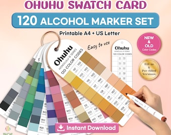 Ohuhu Swatch Card • 120 Honolulu B Series Marker Set (Printable PDF)