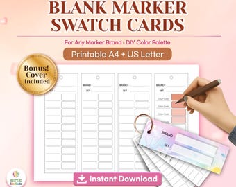 Blank Marker Swatch Cards – DIY Color Chart Template (Printable PDF + Bonus Cover)