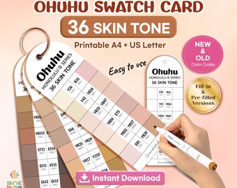 Ohuhu Skin Tone Swatch Card – 36 Honolulu B Series Colors (Instant Download)