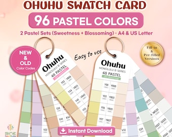 Ohuhu Pastel Swatch • 96 Colors Marker Chart • Ohuhu Pastel Set • Printable A4 & US Letter PDF
