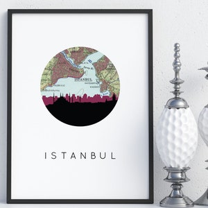 Istanbul poster, Istanbul kunst, Istanbul Turkije, Istanbul print, Turkije kunst, reiscadeau, reiskaart, Europa kunst aan de muur, woonkamer kunst aan de muur