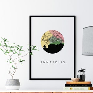 Annapolis wall art, Annapolis art print, Annapolis MD art, Maryland wall art, Maryland map poster, Annapolis gift, Maryland map wall art