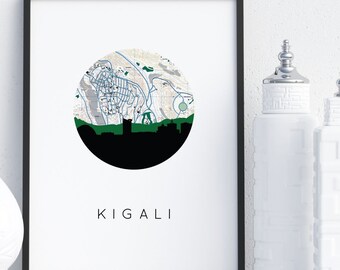 Kigali Rwanda Skyline Art Print | Africa City Map