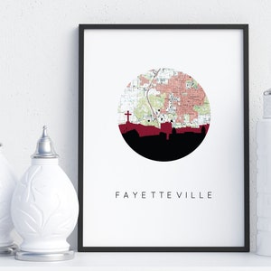 Fayetteville AR Map | Fayetteville Arkansas Print, College Graduation Gift, Dorm Decor, Red Arkansas Art, Unique Wall Decor