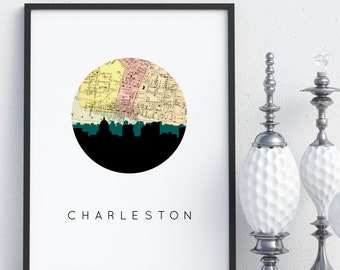 Charleston WV kaart kunst, Charleston WV art print, Charleston kaart kunst, Charleston kunst aan de muur, Charleston home decor, West Virginia home