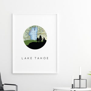 Lake Tahoe Kunstdruck, Lake Tahoe Karte Wandkunst, Lake Tahoe Plakat, Tahoe Druck, Lake Tahoe Kalifornien, Lake Tahoe Nevada, Lake Tahoe Geschenke