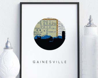 Gainesville Florida map art, Florida wall art, dorm room decor, dorm decorations, Florida decor, college dorm room, college gift art, FL art