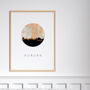 Auburn Kunstdruck, Alabama Kunstdruck, Auburn, Alabama Skyline Druck, Skyline der Stadt, Skyline der Stadt Kunst, Stadt Karte Kunst, Universität Kunst