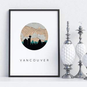 Vancouver map art, Vancouver, British Columbia art, Vancouver skyline print, Canada art, Vancouver BC map art, Vancouver wall art