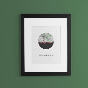 Granada Spanien Druck, Granada Karte Poster, Spanien Kunst, Spanien Dekor, extra große Wandkunst, Stadt Kunstdruck, ReisePoster