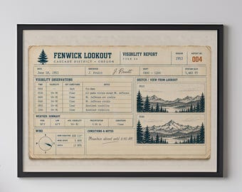 Visibility Report, 1953 — Fire Lookout Ephemera Art Print | Vintage Lookout Report | Oregon Wall Art | Paperfinch