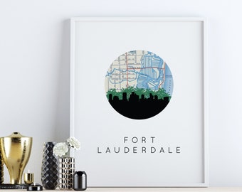 Fort Lauderdale, Florida map print, Florida beach decor, Florida home decor, south Florida souvenir, Ft Lauderdale wall art, Florida gifts