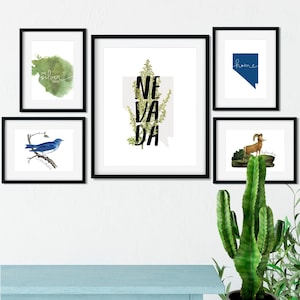 Nevada prints, Nevada art print, Nevada gallery wall set, gallery wall framed, Nevada wall art, southwestern decor, Nevada desert print
