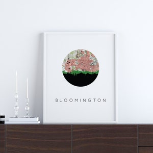 Bloomington Indiana map print, Bloomington IN home, Bloomington IN poster, college dorm decor, college living room decor, Indiana university