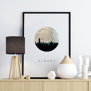 Albany, NY art, Albany New York map art, Albany skyline print, New York art, upstate New York decor, New York city map print