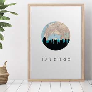 San Diego wall art, San Diego map print, San Diego wall art, San Diego print, San Diego skyline, San Diego, California wall art, city map image 1