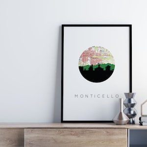 Monticello Florida kunst aan de muur, Florida reisposter, Florida kaart afdrukken, Florida themacadeaus, Monticello FL decor, Florida art print, FL kunst