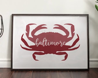 Baltimore Blue Crab-kunstdruk: muurdecoratie Maryland