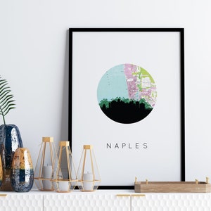 Kunst Napels, Florida, kaart afdrukken Napels, Florida, geschenken met Florida-thema, strandkunst Napels, Florida, kaart afdrukken Napels, kaartposter, ingelijste stadskunst