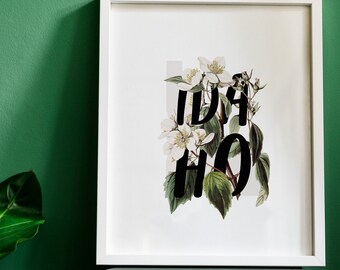 Idaho mock oranje bloemenprint, botanische muurkunst