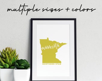 Minnesota wall art, Minneapolis Minnesota art print, Minnesota framed wall art, Minnesota home decor, Minneapolis gifts, Minnesota gifts