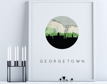 Georgetown Guyana Skyline Art Print: South America Map