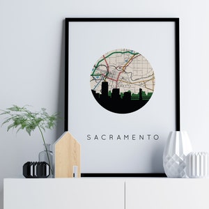 Sacramento map print, Sacramento, California wall art, California print, city skyline print, travel poster, California home decor