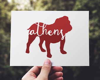 Athens GA Bulldog Art Print: College Dorm Decor