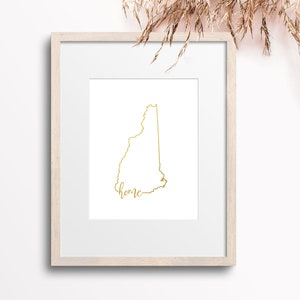New Hampshire home decor, gold foil New Hampshire art print, nursery decor, gold New Hampshire print, gold foil art, NH home decor for her