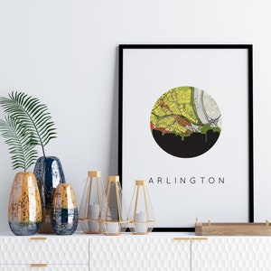 Arlington Virginia art, Arlington VA print, Arlington VA map, Arlington map art, city skyline art print, city wall art