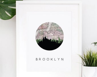 Brooklyn Bridge art print, Brooklyn art print, Brooklyn Bridge print, Brooklyn New York art print, Brooklyn print, Brooklyn NY map art