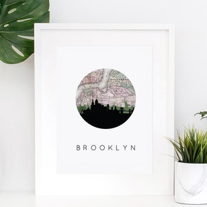 Brooklyn Bridge-kunstprint, Brooklyn-kunstprint, Brooklyn Bridge-print, Brooklyn New York-kunstprint, Brooklyn-print, Brooklyn NY-kaartkunst