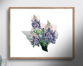 Texas bluebonnet foto, Texas kunst aan de muur, Texas geschenken, botanische poster, Texas bloem print, bluebonnet geschenk, Austin TX kunst, Dallas TX kunst