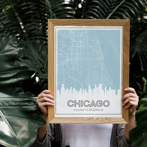 Chicago Wandkunst, Chicago Chicago Karte, Chicago Geschenke, Chicago Wohndekor, Stadt Karte Druck, extra große Kunst, gerahmte Chicago Kunst