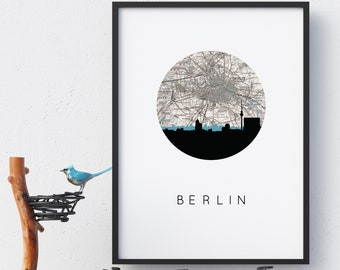 Berlin poster, Berlin art print, framed Berlin wall art, Berlin Germany city map art, Berlin map poster, travel poster, city art prints
