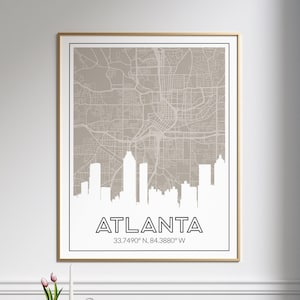 Atlanta Skyline Art Print: Oversized Framed Wall Map